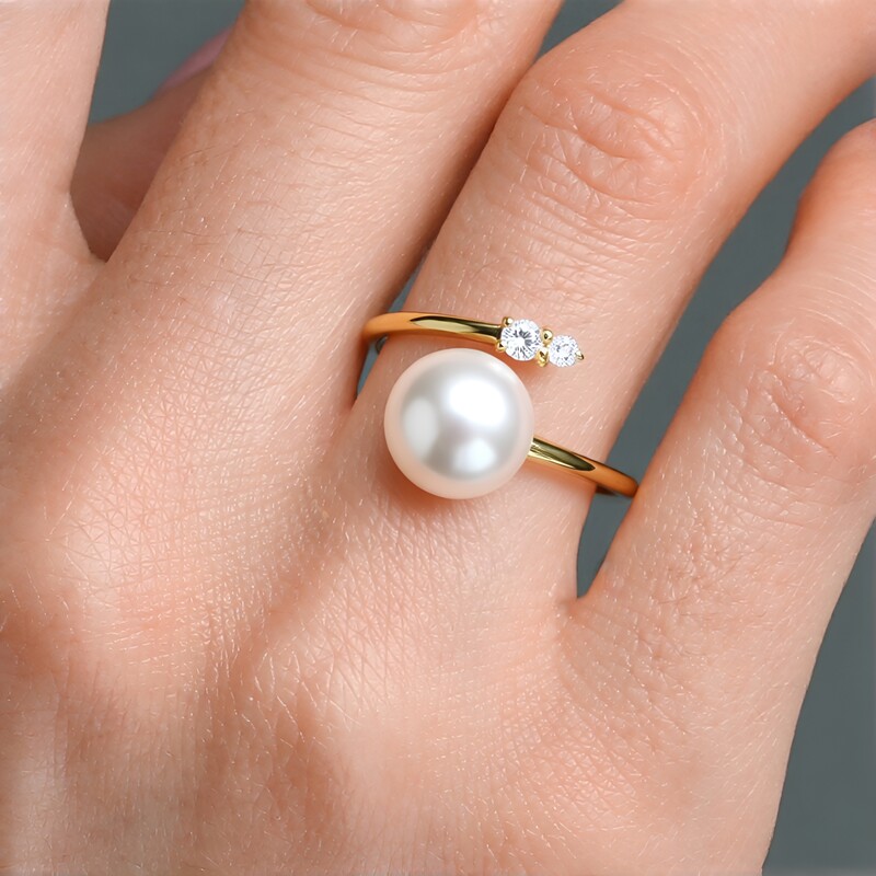 Anillo en oro con Perla blanca Freshwater (TPC)