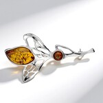 Spilla in argento con Ambra Baltica Cognac (dagen)
