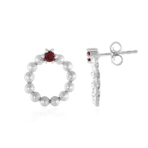 Noble Red Spinel Silver Earrings