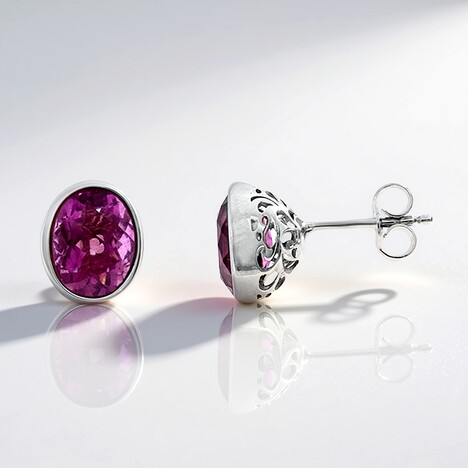 Boucles d'oreilles en argent et Fluorite rose (CUSTODANA)