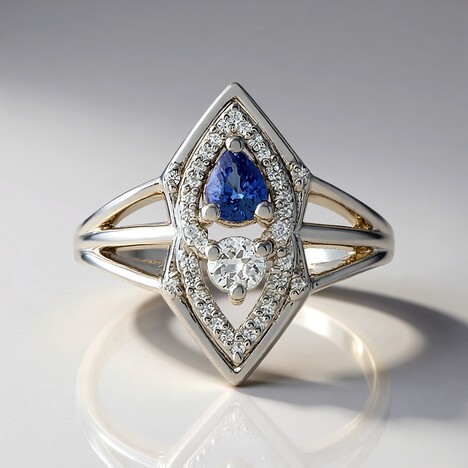 Anello in argento con Zaffiro Ceylon Blu (non riscaldato)