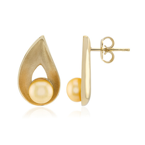 Zilveren oorbellen met Gouden zoetwater kweekparels (TPC)