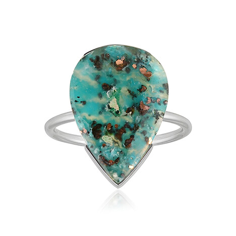 Zilveren ring met een Venus chalcedoon (Bali Barong)