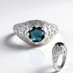 Anello in argento con Topazio Blu Londra