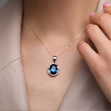 Colgante en plata con Topacio azul de Londres (Pallanova)