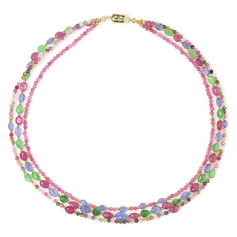 Zilveren halsketting met Nigeriaanse roze toermalijnen (Adela Silber)