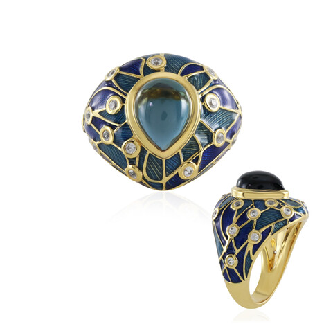 Bague en argent et Topaze bleu de Londres