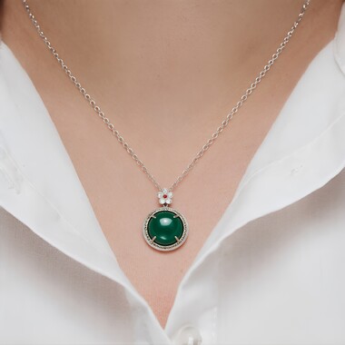 Colgante en plata con Ágata verde