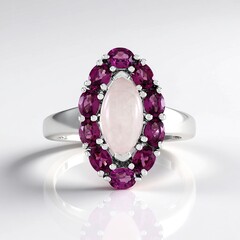 Anello in argento con Quarzo Rosa