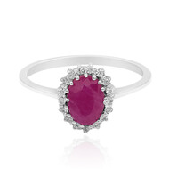 Zilveren ring met een robijn