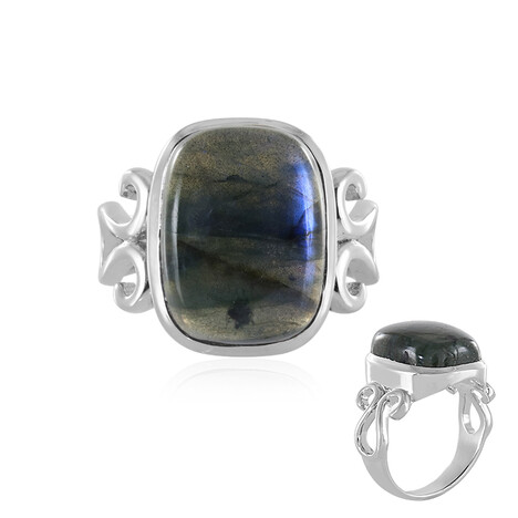 Anillo en plata con Labradorita