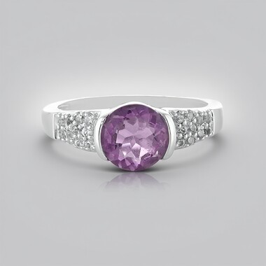 Anillo en plata con Fluorita púrpura