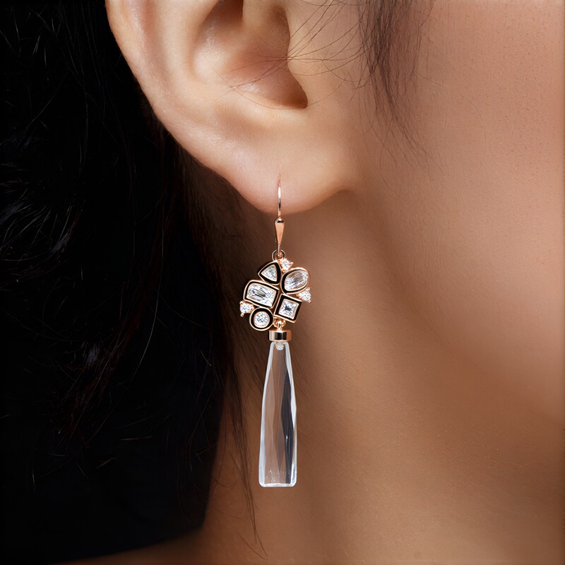 Boucles d'oreilles en argent et Quartz blanc (KM by Juwelo)