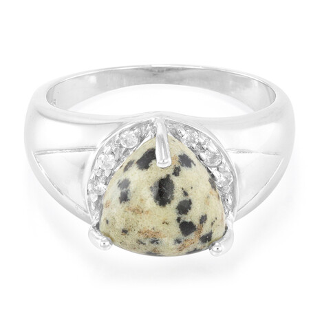 Anello da uomo in argento con Diaspro Dalmata