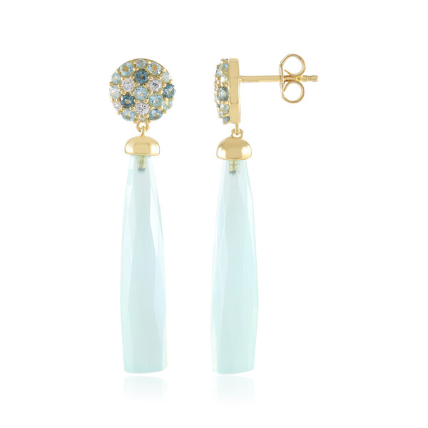Pendientes en plata con Calcedonia agua