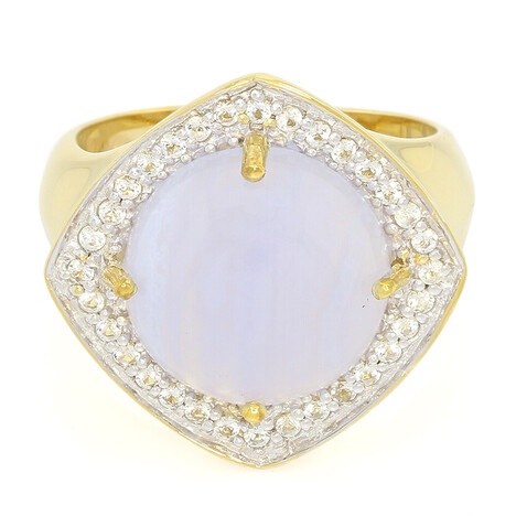 Bague en argent et Agate zonée bleue