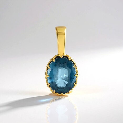 Ciondolo in argento con Cianite Blu Foglia di Tè