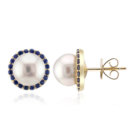 Pendientes en oro con Perla blanca del mar del sur (Michelle Albala)