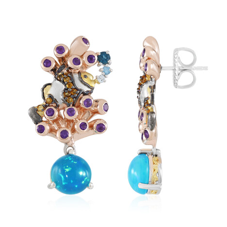 Zilveren oorbellen met Paraiba opalen (Gems en Vogue)