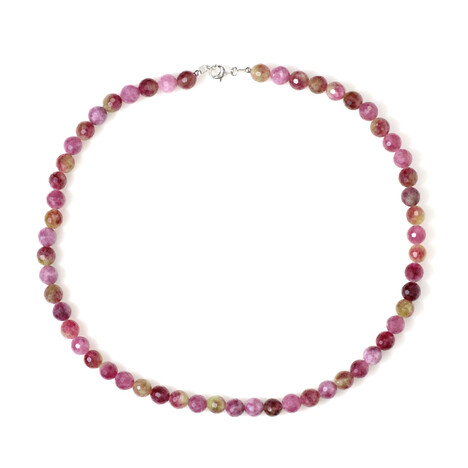 Wassermelonen-Quarz-Silberhalskette