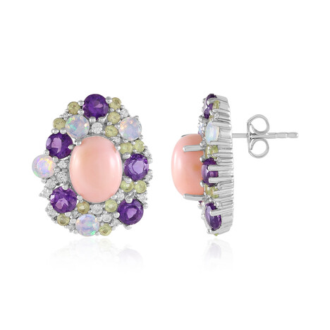 Zilveren oorbellen met roze opalen (de Melo Essence)