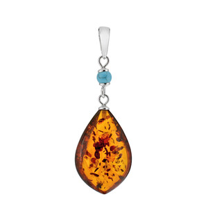 Pendentif en argent et Ambre baltique couleur cognac (dagen)