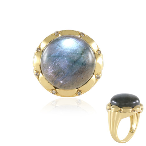 Zilveren ring met een Groene Minary Labradoriet (KM by Juwelo)