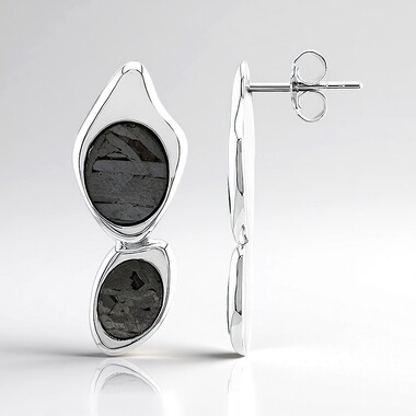 Boucles d'oreilles en argent et Météorite d'Alétaï