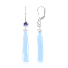 Zilveren oorbellen met Blauwe chalcedonen