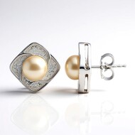 Pendientes en plata con Perla durazno Freshwater (TPC)