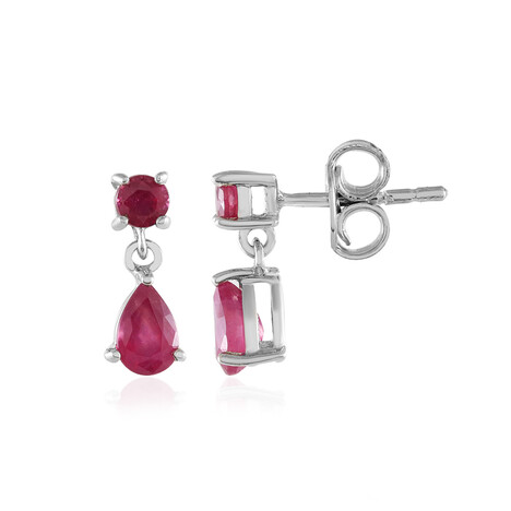Zilveren oorbellen met Madagaskar Robijnen