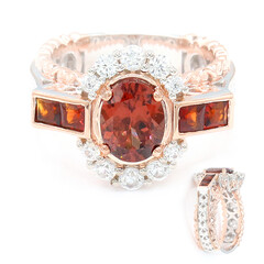 Zilveren ring met een rode zirkoon (Gems en Vogue)