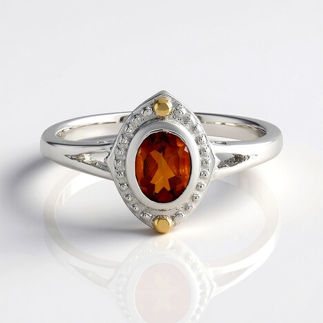 Anello in argento con Citrino Madeira (Granulieren)