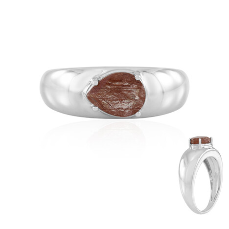 Anillo en plata con Cuarzo rutilado cobre