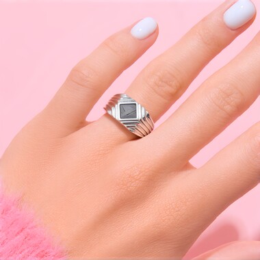 Bague en argent et Météorite d'Alétaï