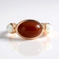 Bague en argent et Pierre de lune chocolat (KM by Juwelo)