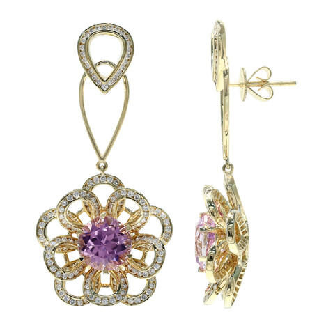 AAA-Urucum-Kunzit-Goldohrringe (de Melo)