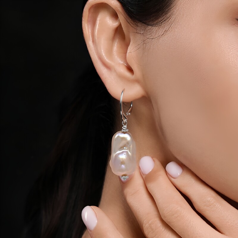Orecchini in argento con Perla d'Acqua Dolce Pesca