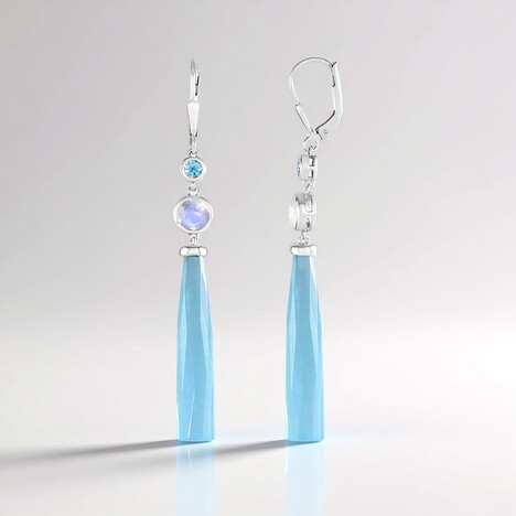Orecchini in argento con Calcedonio Acqua (KM by Juwelo)