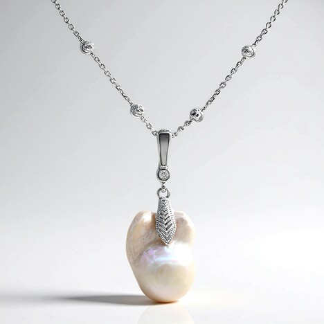 Collana in argento con Perla di Acqua Dolce (TPC)