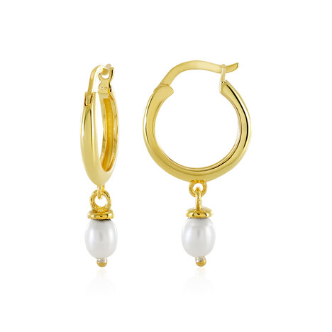 Weiße Süßwasserzuchtperlen-Silberohrringe