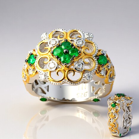 Anello in argento con Smeraldo Zambia (Gems en Vogue)