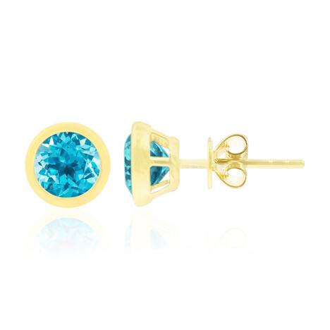 Pendientes en oro con Topacio azul suizo