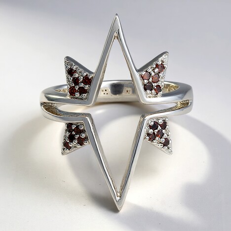 Anello in argento con Diamante Cognac Rosso