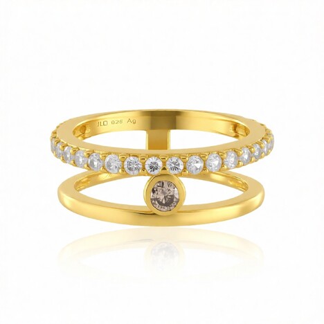 I3 Champagner-Brillant-Silberring (de Melo)