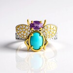 Anello in argento con Turchese Sleeping Beauty (Dallas Prince Designs)