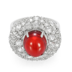 Bague en argent et Ambre rouge de la Dominique