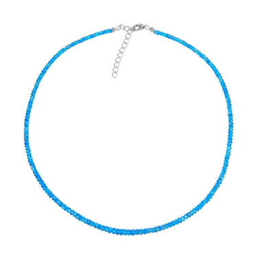 Neonblauer Apatit-Silberhalskette