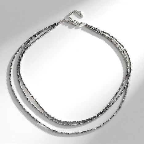 Collier en argent et Hématite argentée (Riya)