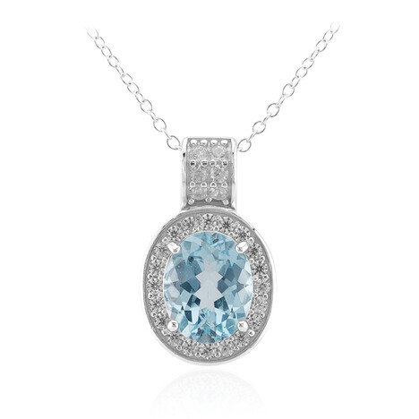 Himmelblauer Topas-Silberhalskette